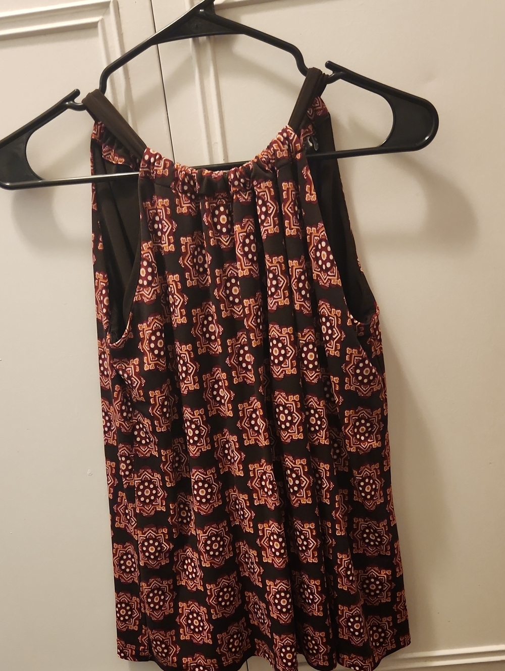 Apt. 9 Black and Rust Geometric Halter Camisole